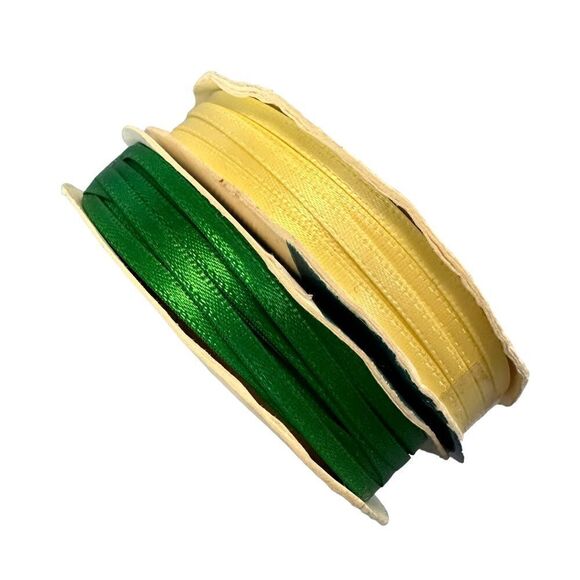 Vintage Spool O’Ribbon 1/8” (3mm) Wide Yellow and Green 10 yard spool of each - Picture 1 of 6